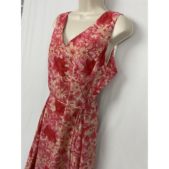 Vtg Y2K Studio I Dress Womens 14 Pink Retro Garden Floral Sundress Midi Romantic - Picture 4 of 12